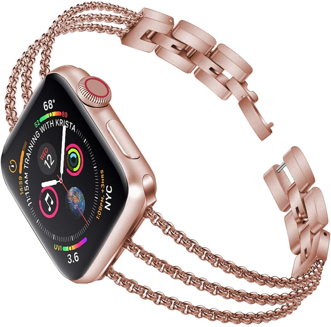 Biaoge Metal Band Compatible with Apple Watch Band Series 4 5 40mm 44mm iWatch Series 6 SE 5 3 2 1 38mm 42mm, Wristband Strap Cuff Bangle Bracelet