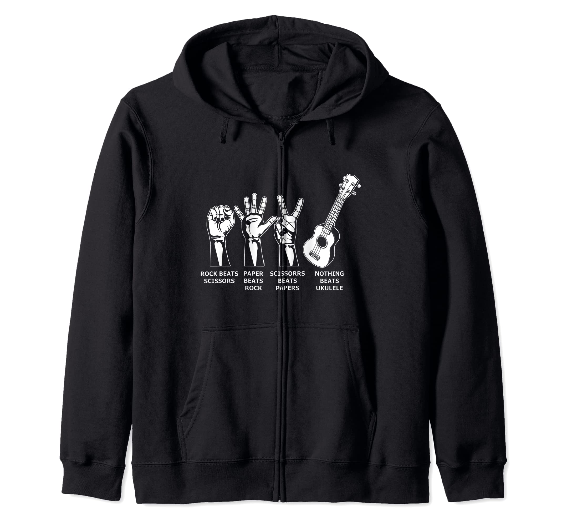 Nothin Beat Ukulele Musician Aloha Hawaii Acoustic Guitar Zip Hoodie