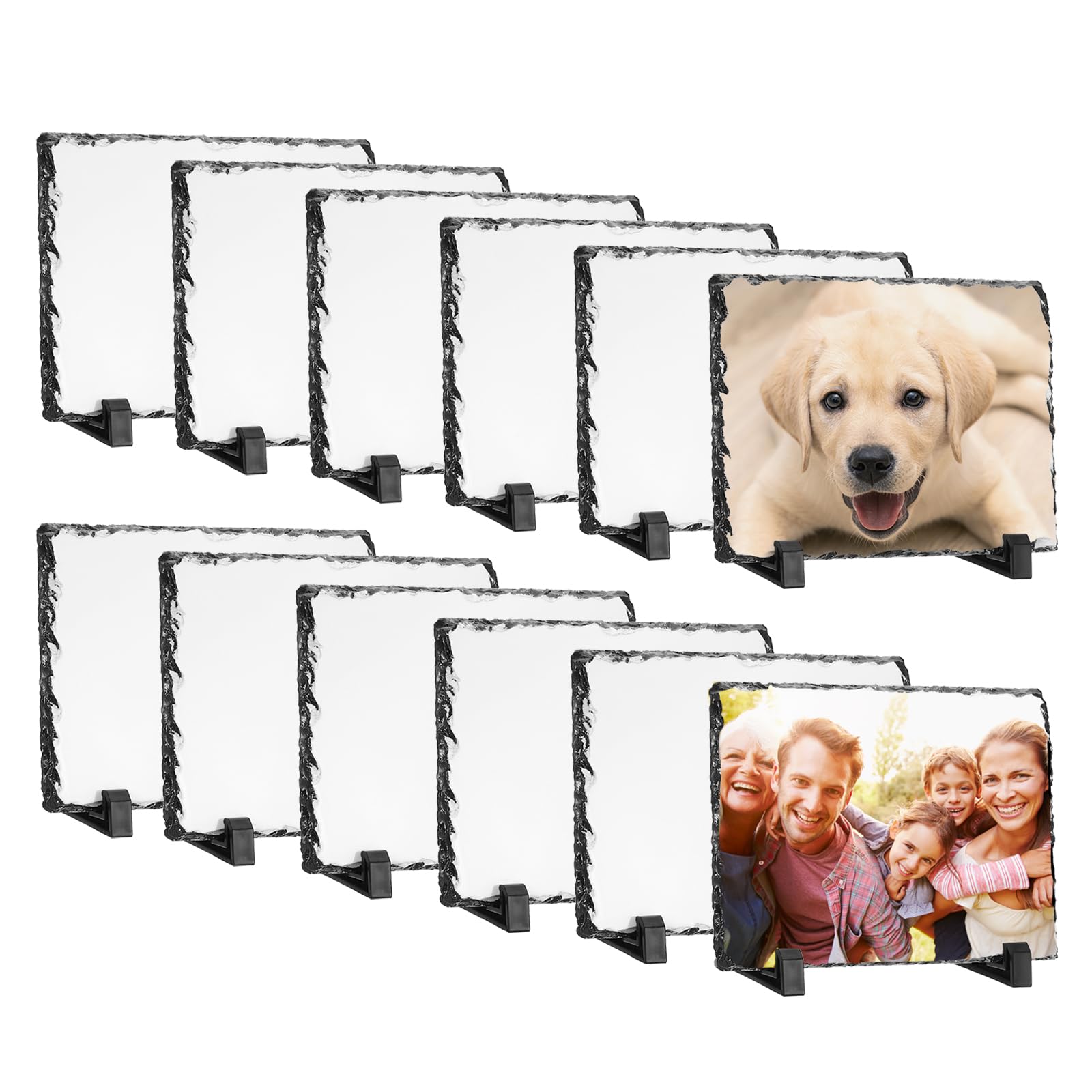 PATIKIL Sublimation Slate Blanks, 6 Pcs Rectangular Stone Sublimation Photo Frame Heat Press Sublimation Plaque for Making Memorial for A Friend, Dog, Personalized Gift, White, 11.8 x 7.9