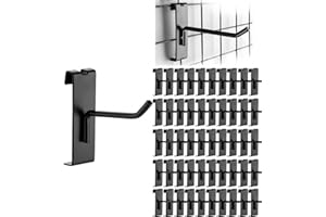 COOLOUS 50PCS Gridwall Hooks, 6 Inch Gridwall Accessories Heavy Duty Display Hooks for Grid Wall Panels Retail Shop Trade Show Display Home Office Garage Storage Supplies(Black)