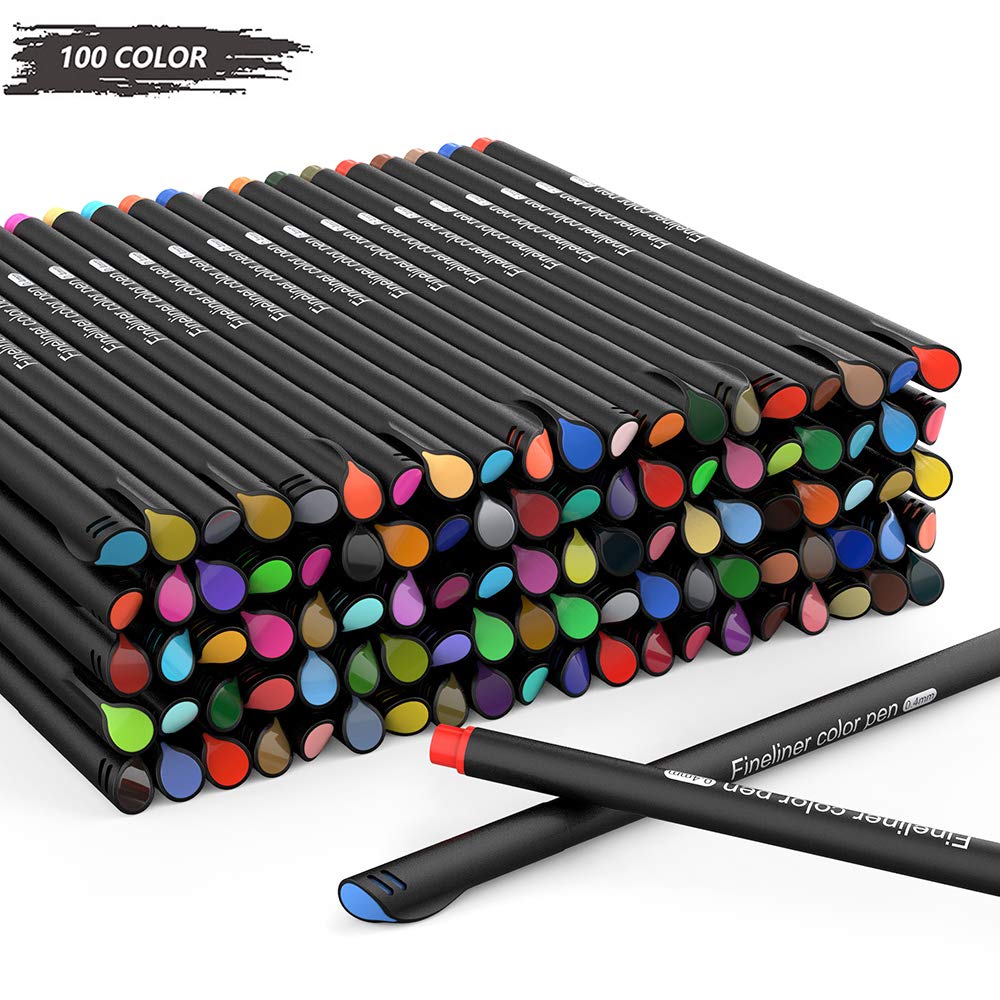 eusbon 100 Color Fineliner Pens, 0.4mm Fine Point Pens Colored Drawing Pen for Journal, Noting, Sketching, Painting