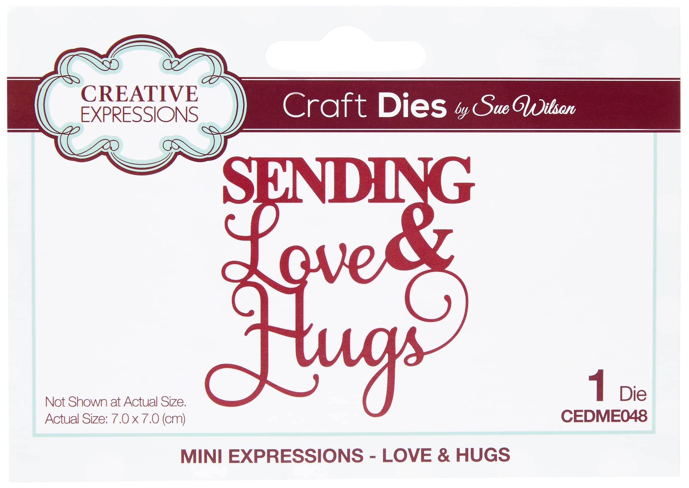 Sue Wilson Mini Expressions Collection Die - Love & Hugs, Metal, 7 x 7 cm