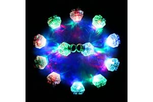Gearmax 12 Pcs Light Up Rings Diamond Flashing LED Glow Rings for Wedding Birthday Party