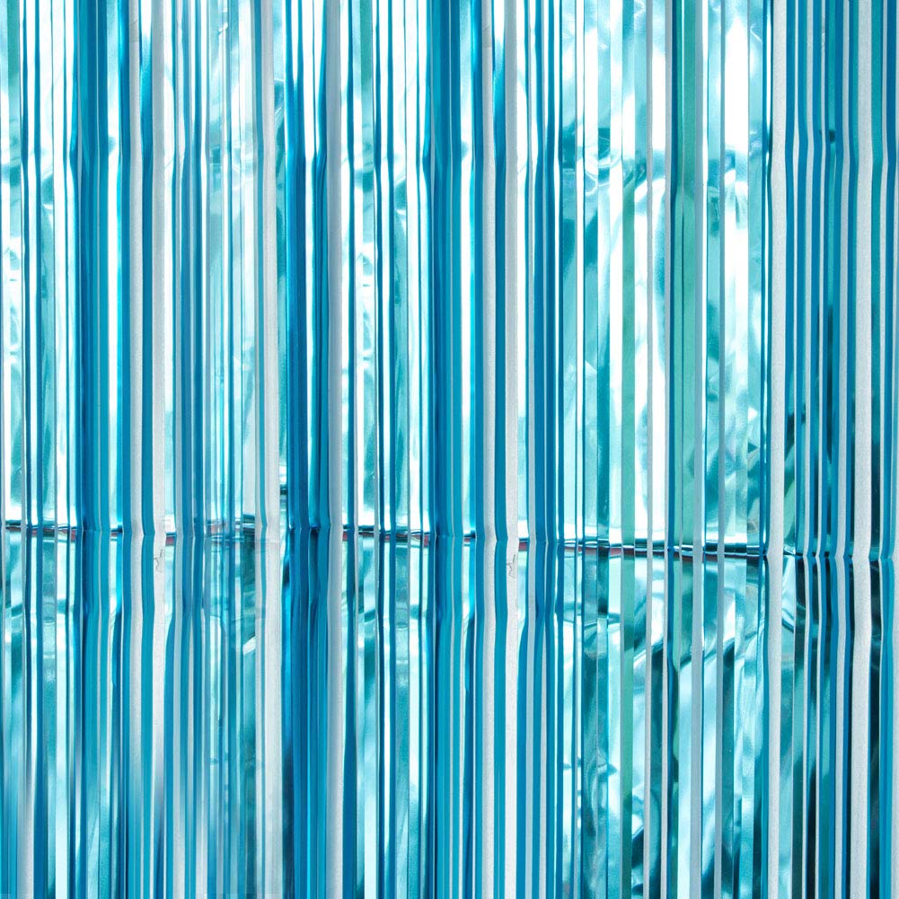SUNBEAUTY Big 3ft x 8ft Fringe Foil Curtain Party Tinsel Backdrop Party Wedding Decoration (Ice blue)