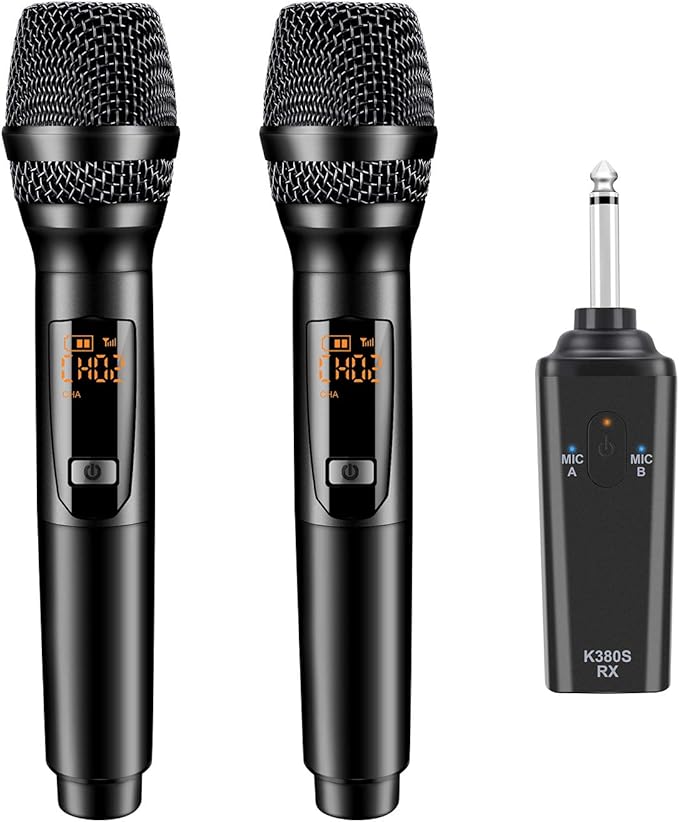 Amazon WisFox ダイナミックマイク ワイヤレスマイク UHF 高音質 マイクロフォン 無線マイク ハンドヘルドマイク ミニ