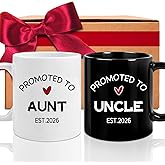 ZWV Ceramic Mug Set for New Aunt & Uncle 2026 - First-Time Keepsake Gift for Pregnancy Announcement & Gender Reveal (11oz) -128