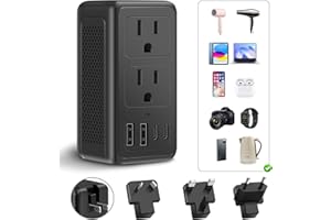 IPLUSO 2000W 220V to 110V Converter, 220 to 110 Voltage Converter US to Europe for Hair Dryer with 2 USB A 2 USB C Ports, Power Converter Adapter Combo European Travel Plug Adapter from US to EU UK AU (2U2C)