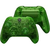 eXtremeRate Full Set Shell Buttons for Xbox Series X &amp; S Controller, Clear Green Replacement Side Rails Grips Front Back Plate Cover for Xbox Core Wireless Controller [Controller NOT Included]