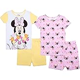 Disney Girls' 4-Piece Snug-fit Cotton Pajama Set, Soft & Cute for Kids