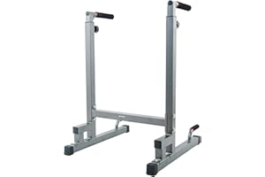 BalanceFrom Steel Frame Dip Station with Adjustable Height, 500 Pound Weight Capacity – Upper Body Workout Home Gym Equipment for Triceps, Push & Pull Ups, Leg Raises, and Bench Press