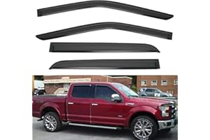 LQQDP 4pcs Front+Rear Smoke Tint Sun/Rain Guard Outside Mount Tape-On Vent Window Visors Compatible with 15-24 F150 17-24 F250/F350/F450/F550 Super Duty Crew (Supercrew) Cab with 4 Full Size Doors