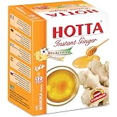 HOTTA Instant Ginger Drink with Manuka Honey, Naturally Sweet, Caffeine-Free Herbal Tea, High in Vitamin B1, B2 &amp; B6, Smooth &amp; Comforting, Enjoy Hot or Cold, 12 Sachets