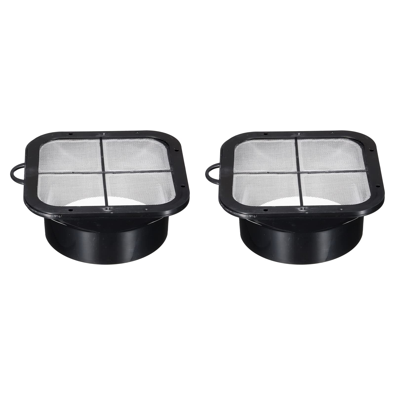 PATIKIL 6" Duct Connector Flange, 2 Pack Exhaust Hose Flange ABS Ventilation Duct with Filter Mesh for Ventilation System, Black