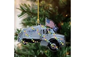 AYEBEAU Christmas Ornaments Garbage Truck 2024 Ornament, US Presidential Election 2024 Map Ornament, Collection US State Map 2024 Memor Ornament, President Support Xmas Ornament (C)