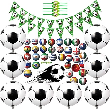 Amazon Co Jp サッカー飾り 男の子 ワールドカップ飾り 運動会 応援 バー 誕生日パーティー飾り付け アルミバルーン サッカー ウォールステッカー ストロー グリーン三角バナー おもちゃ