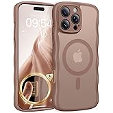 TAURI Magnetic for iPhone 16 Pro Case, Cute Wavy Design [Full Camera Protection] [Compatible with Magsafe] Anti-Slip Translucent Matte Case for iPhone 16 Pro for Women Girls, Desert Brown