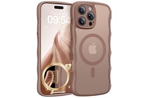TAURI Magnetic for iPhone 16 Pro Case, Cute Wavy Design [Full Camera Protection] [Compatible with Magsafe] Anti-Slip Translucent Matte Case for iPhone 16 Pro for Women Girls, Desert Brown