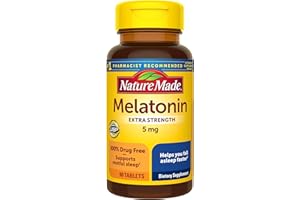 Nature Made Melatonin 5mg Tablets Extra Strength, 100% Drug Free Sleep Aid for Adults, 90 Tablets, 90 Day Supply