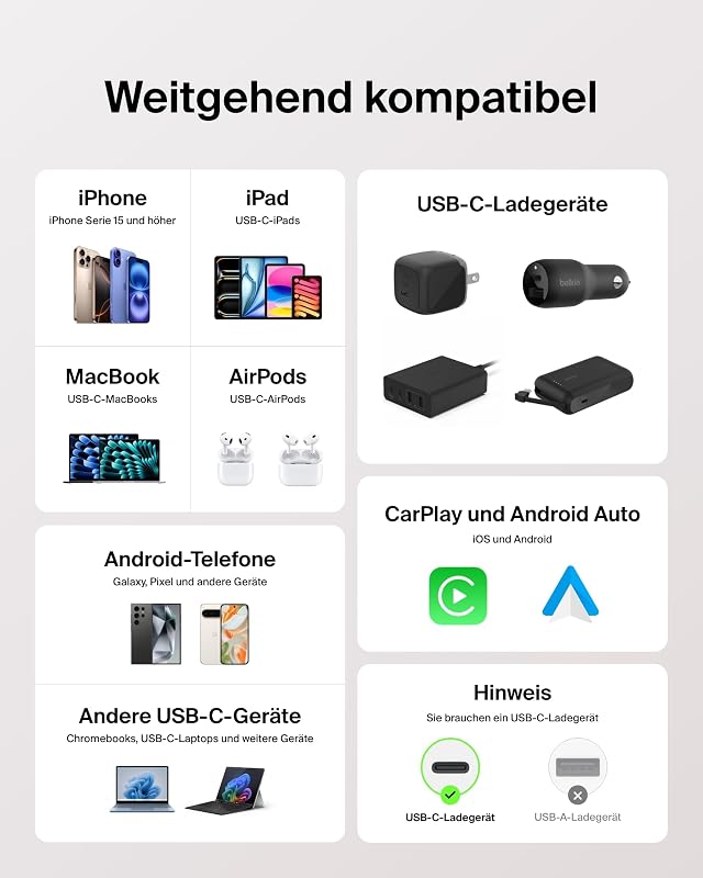 2er-Pack geflochtenes USB-C auf USB-C Ladekabel, 1,5 m, 60W, biegsames, Flexibles Schnellladekabel, für iPhone 17 und 16, Galaxy S25, Pixel 10, iPad Pro usw. – Rosa