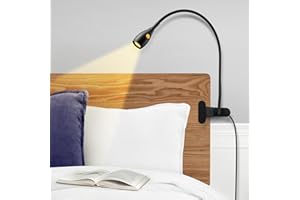 acegoo Minimalist Reading Light for Bed Headboard Dimmable Book Light Clip on Lamp with USB-C Adapter, Flexible Gooseneck & H