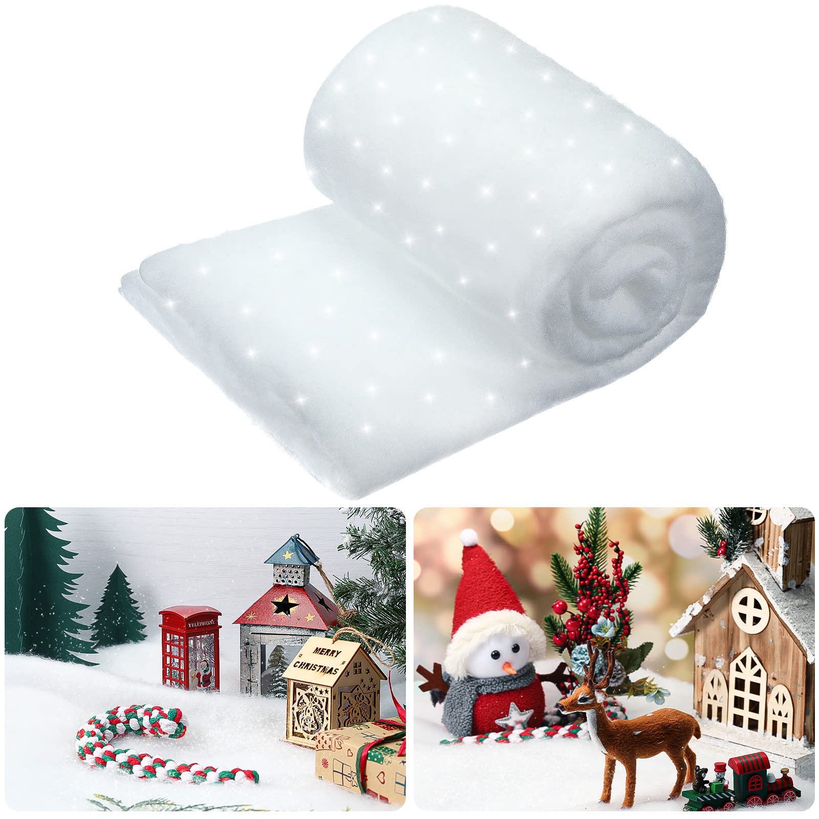 Hestya Christmas Snow Blanket Roll Glitter Snow Blanket Fake Snow Blanket for Christmas Village Artificial Snow Carpet Snow Blanket Fluffy Fake Snow for Xmas Decoration (1 Pack, 2.6 x 7.8 Ft)