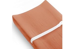 MEOWCARDS Changing Pad Cover for Baby Girls Boys, Muslin Changing Table Pad Covers with Boho Style, Neutral Color Soft and Breathable (Brick)