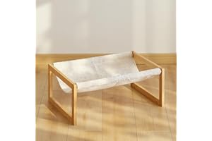 kiplant Elevated Cat Bed, Large Cat Hammock Bed, Bamboo Wood Cat Hammock for Outdoor, 25 X 16.5 Inch Elevated Pet Furniture Suitable for Kitty, Puppy, Rabbit, Bunny and Small Animal