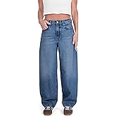 CAKE THE LABEL Womens Baggy Barrel Jeans Wide Leg Mid Rise Premium Denim Pants