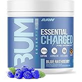 RAW Pre-Workout Powder, Essential CHARGED (Blue Rathberry) - Preworkout Supplement for Men & Women - Supports Focus, Mood, & Performance - Caffeine, Alpha-GPC, L-Citrulline, Beta Alanine (25 Servings)