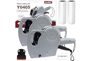 SUSUBEE 2 Pack Price Gun - 1 Line Label Pricing Gun with 10,000pcs White Labels Handheld Date Code Prices Labels Maker with Pre-Loaded Inks & Label Remover for Retails, Yard Sales, Groceries, Supermarket