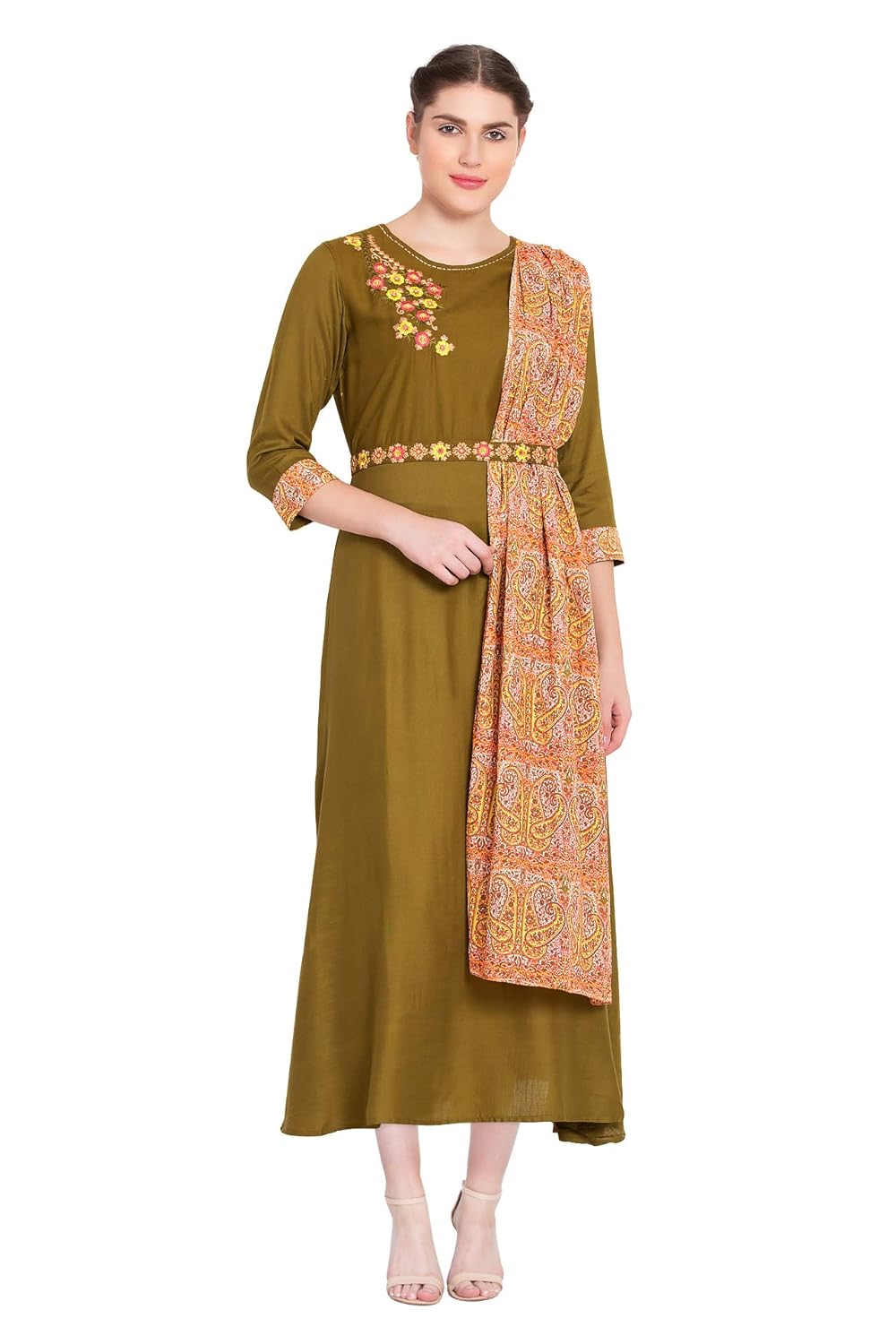 ethnic dress with belt