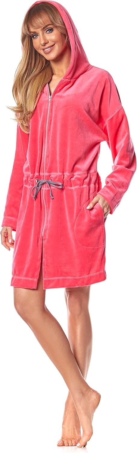 Femme 9118 Peignoir avec Fermeture Eclair Peignoir Doux ...