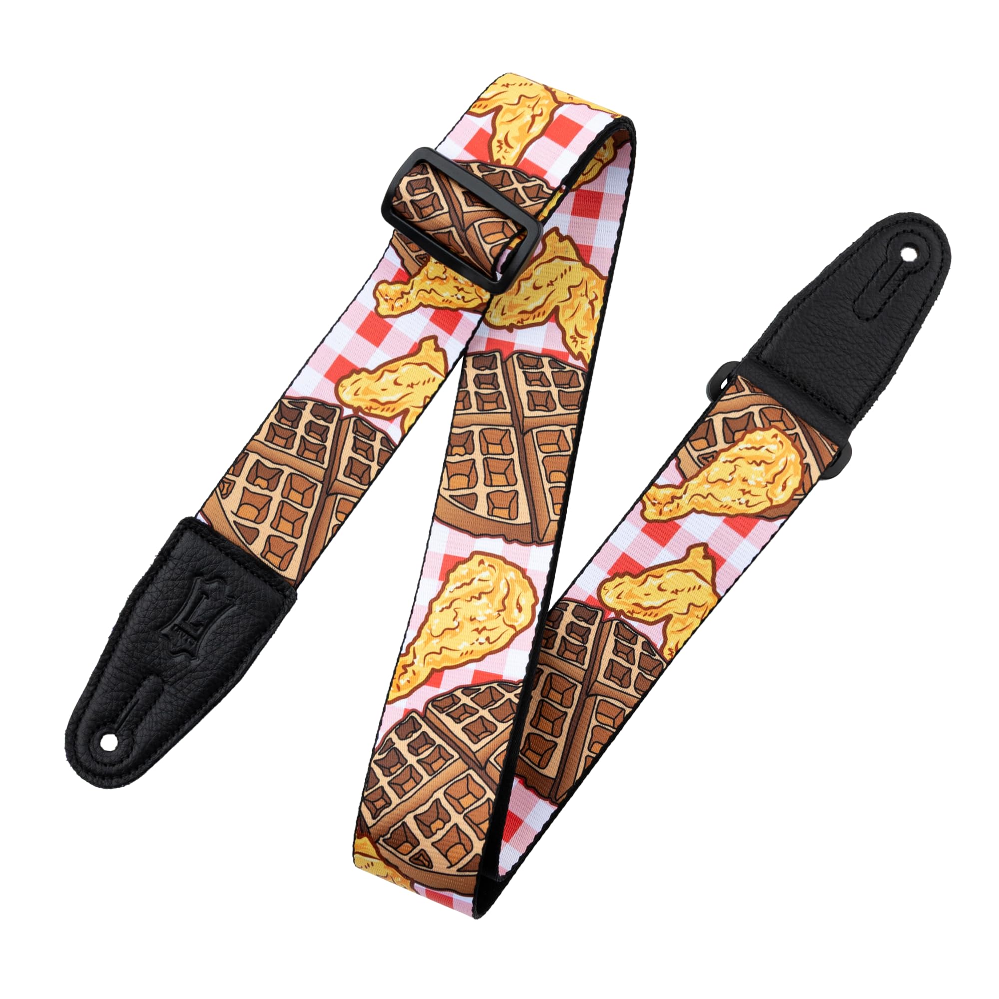 Levy's MPD2-118 2” Wide Polyester Guitar Strap with Chicken & Waffles Motif, One Size