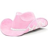Keilin Rhinestone Cowgirl Hat Disco Cowboy Hat Felt Western Nashville Bachelorette Party Hat for Teens and Adults