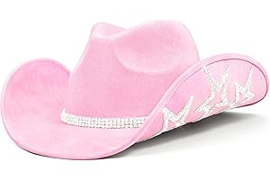 Keilin Rhinestone Cowgirl Hat Disco Cowboy Hat Felt Western Nashville Bachelorette Party Hat for Teens and Adults
