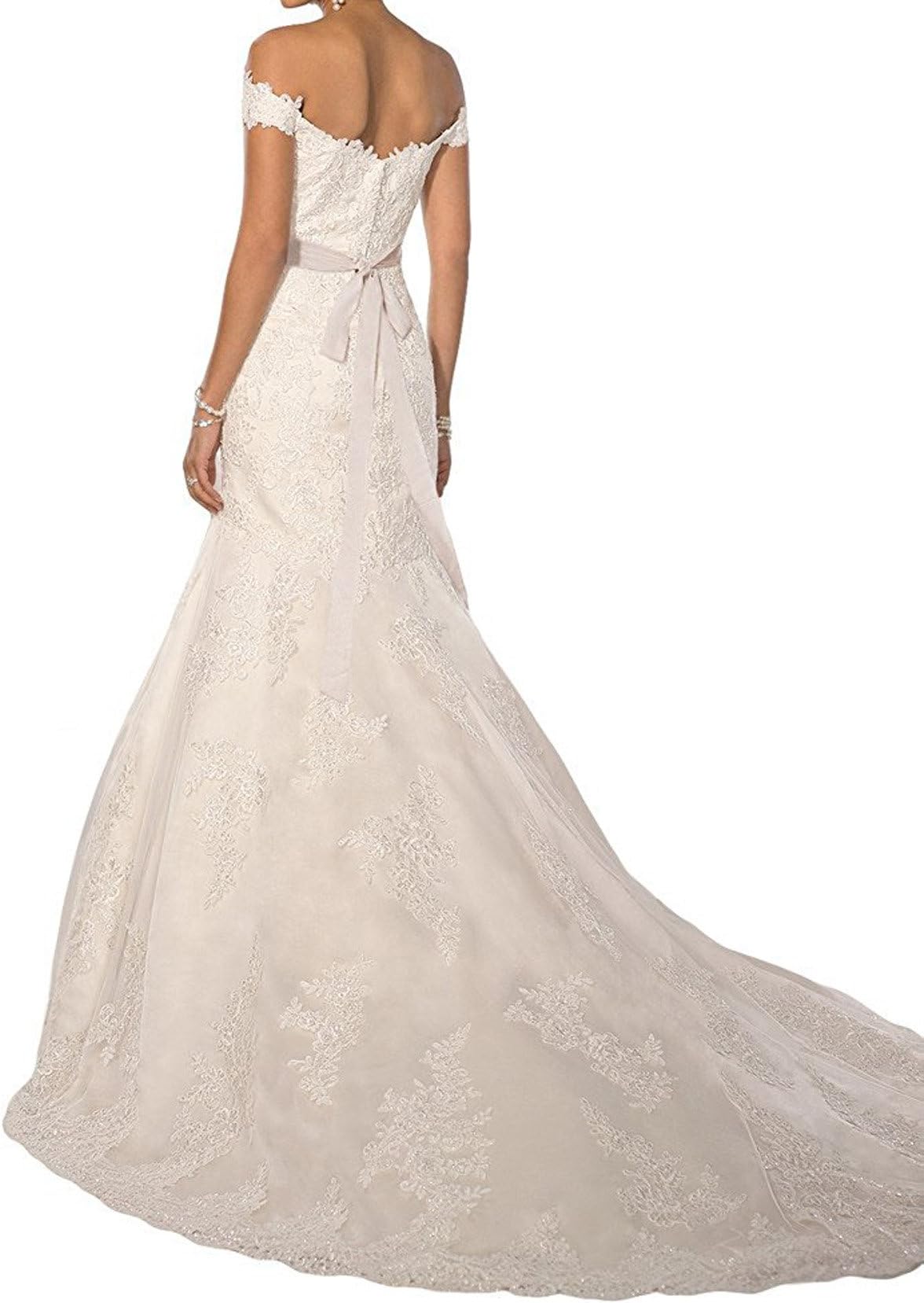 Mella Women's Off-the-Shoulder Mermaid Lace Wedding Dresses 2017 for Bride Birdal Gown