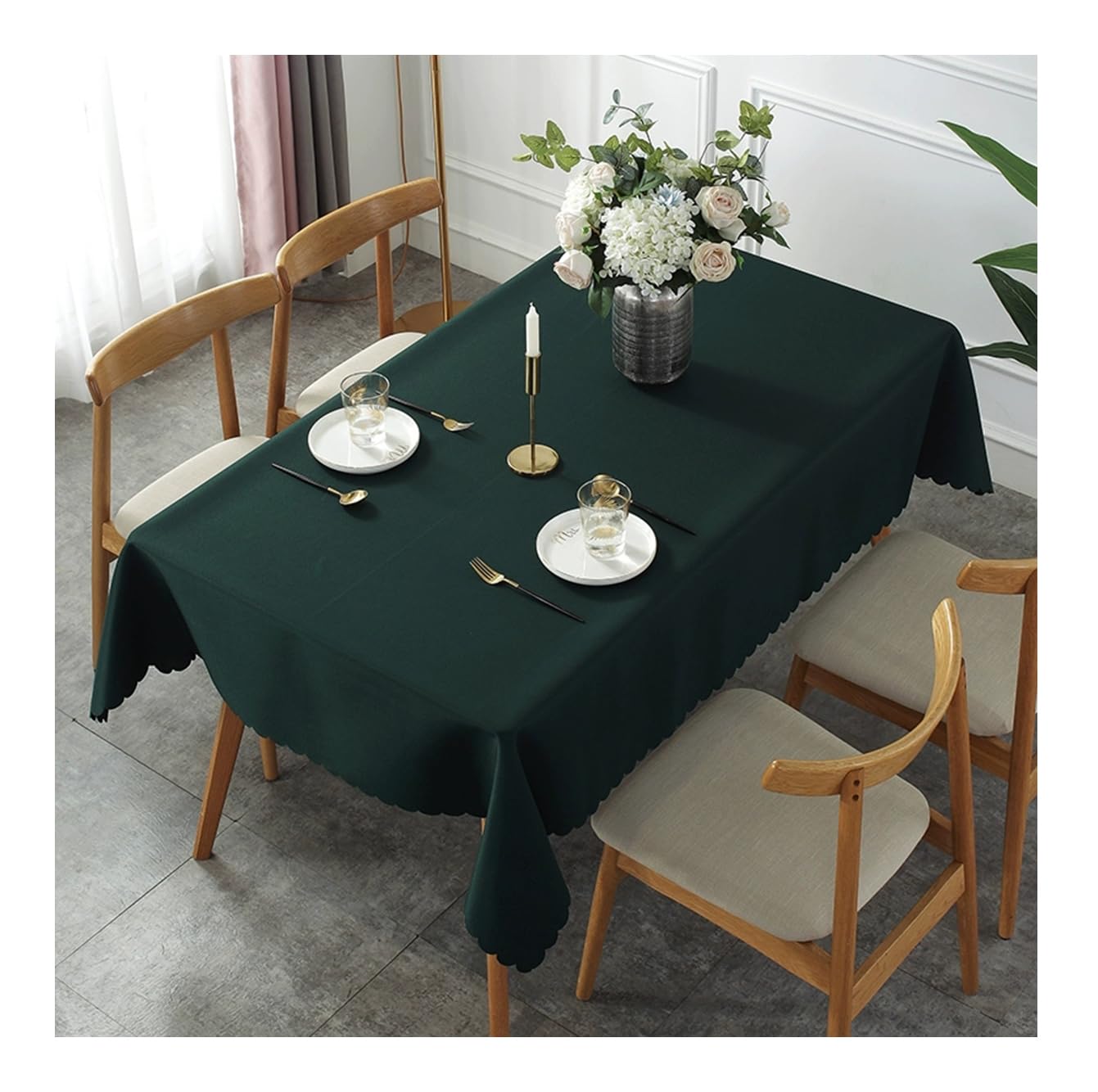 CIEEIN CIEHT Polyester Home Tablecloths Rectangular Table cloth Tablecover Wedding Party Outdoors Table Covers Simple Dark Green 180 * 260cm