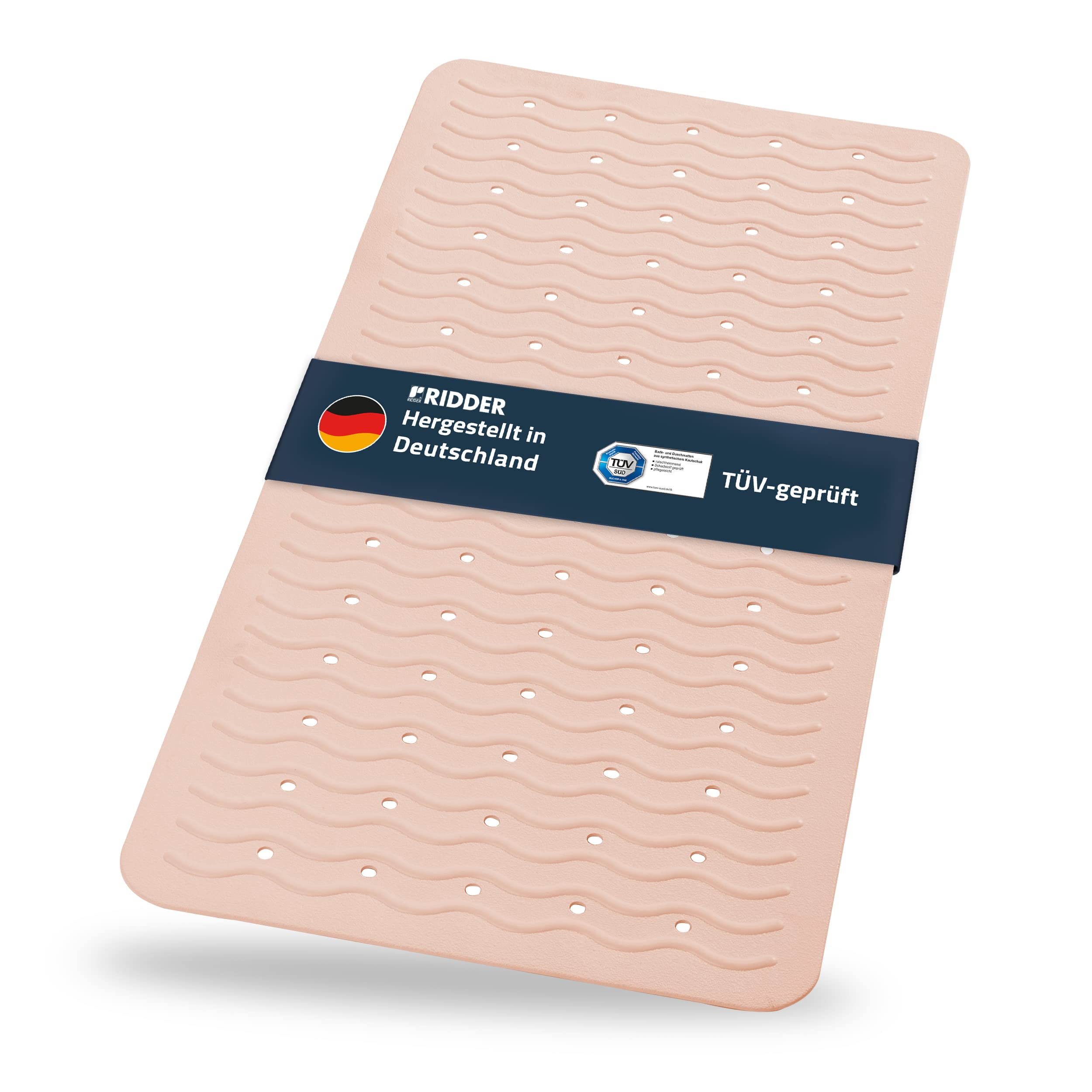 Ridder Anti Slip Bath mat, 100% Synthetic Rubber, rosé, 38 x 72 cm
