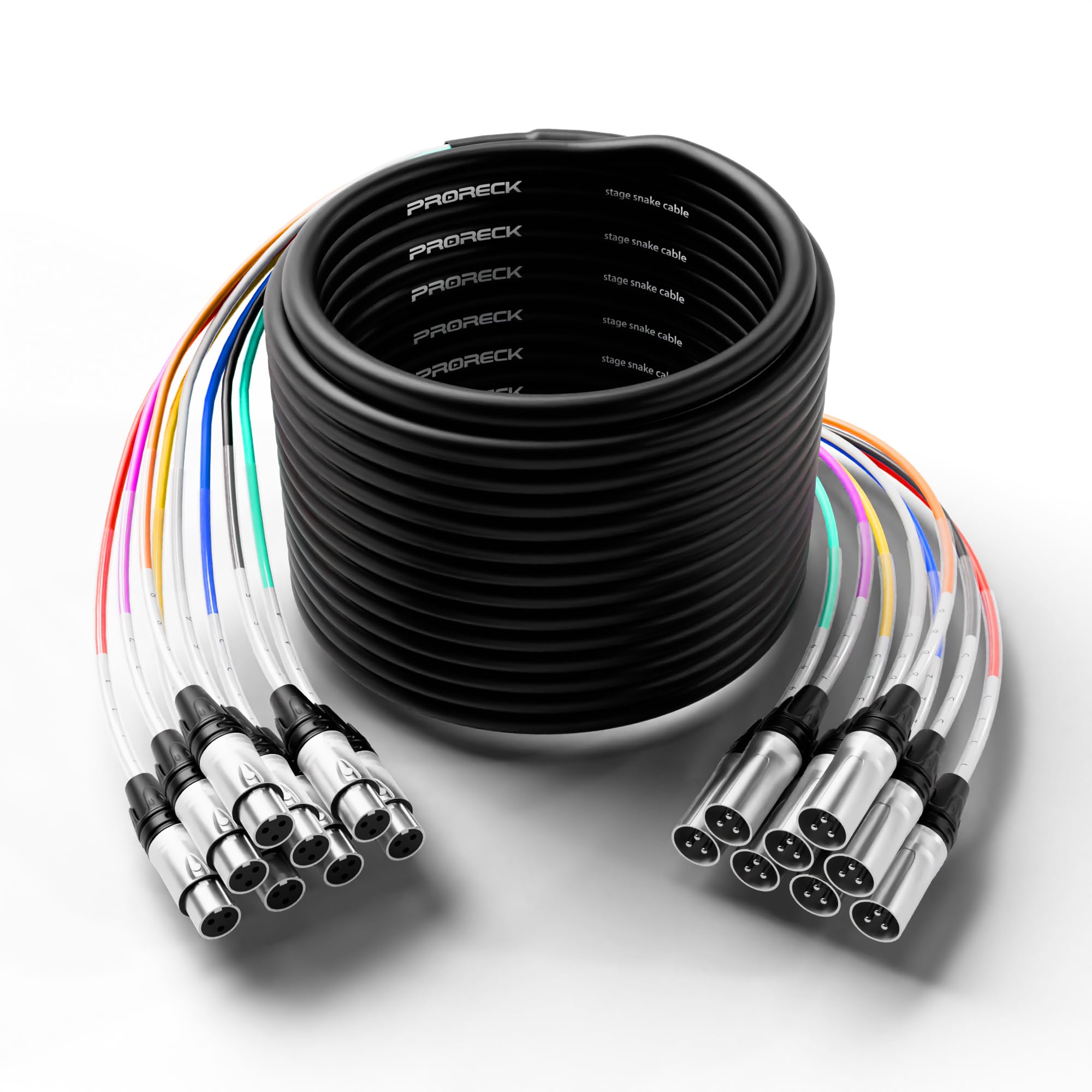 PRORECK 100ft Snake Cable, 8-Channel Shielded Audio
