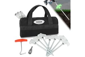 NVAAV 10 Pcs 8" Heavy Duty Screw-in Tent Stakes with Storage Bag, Glow-in-The-Dark Ground Anchor Peg, Metal Threaded Drill Tent Stake for Camping Swing Canopies, with 1 Hex Nut Driver, Peg Puller