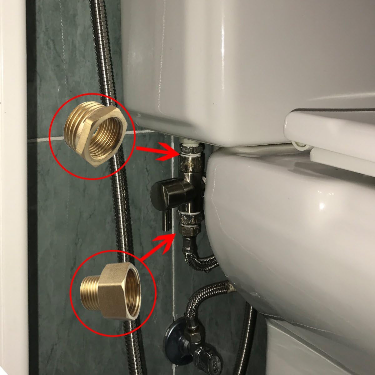 CIENCIA Brass Thread Fitting Reducer 1/2 Inch Female to 3/8 Inch Male Thread Adapter 1/2 Inch to 3/8 Inch Thread Adapter for Shower Hose Chrome - Image 5