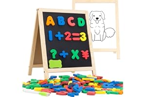 INNOCHEER Magnetic Letters and Numbers for Toddlers, Magnetic Board for Kids, ABC Alphabet Magnets, Educational Dry Erase Board - Whiteboard & Chalkboard for Toddlers Writing & Drawing Kids Toys