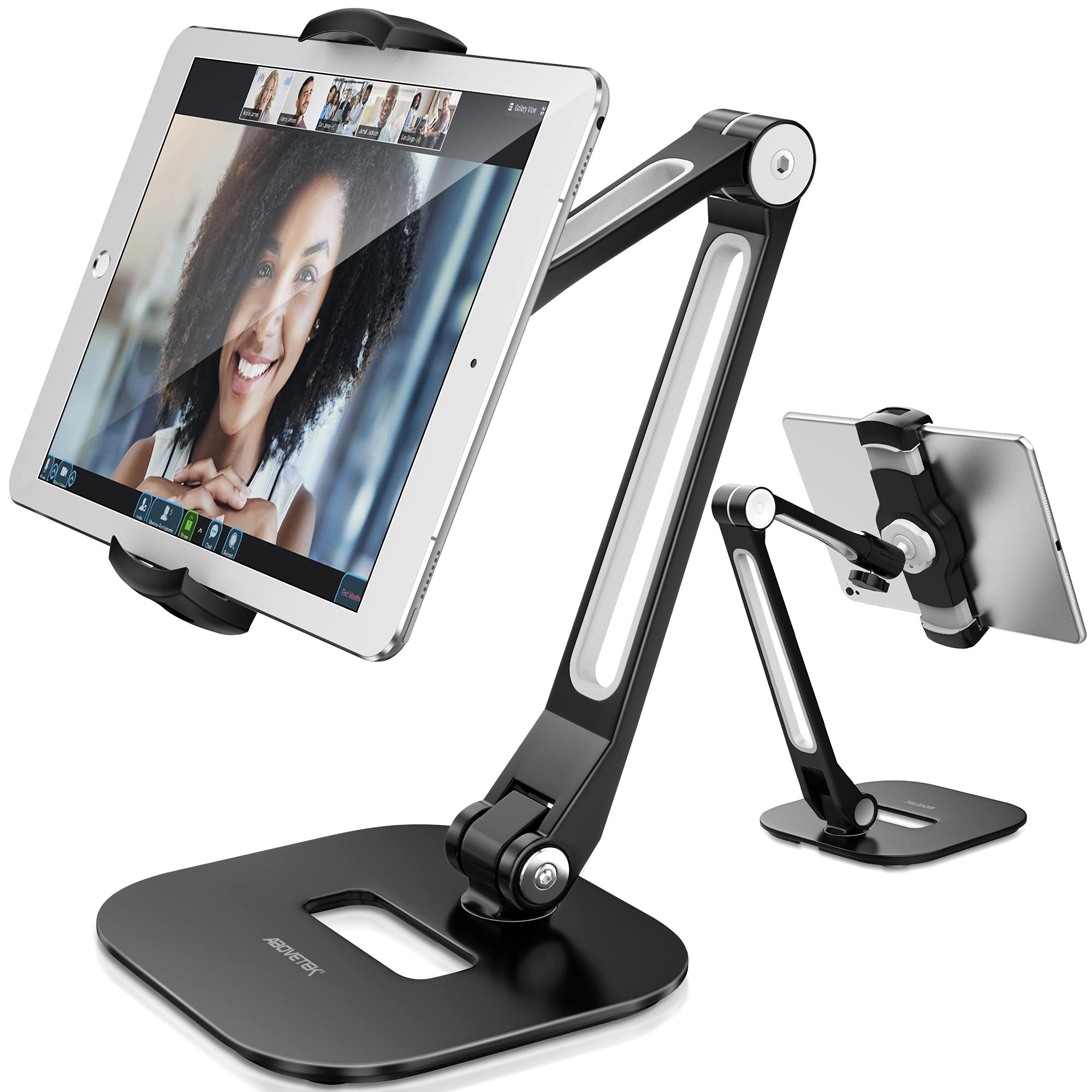 Photo 1 of AboveTEK Tablet Stand, Multi-Angle Adjustable iPad Stand Holder, 360° Swivel iPad Stand Aluminum Desk Mount Fits 4”-11"(Diagonal) iPad/Mini/Air/Pro for Business Kiosk Office – Black