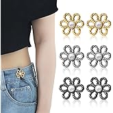 BEZANU Pant Waist Tightener, 6 PCS Flower Shape Adjustable No Sewing Buttons for Loose Jeans, Pants, Skirts, Sleeves (3 Style