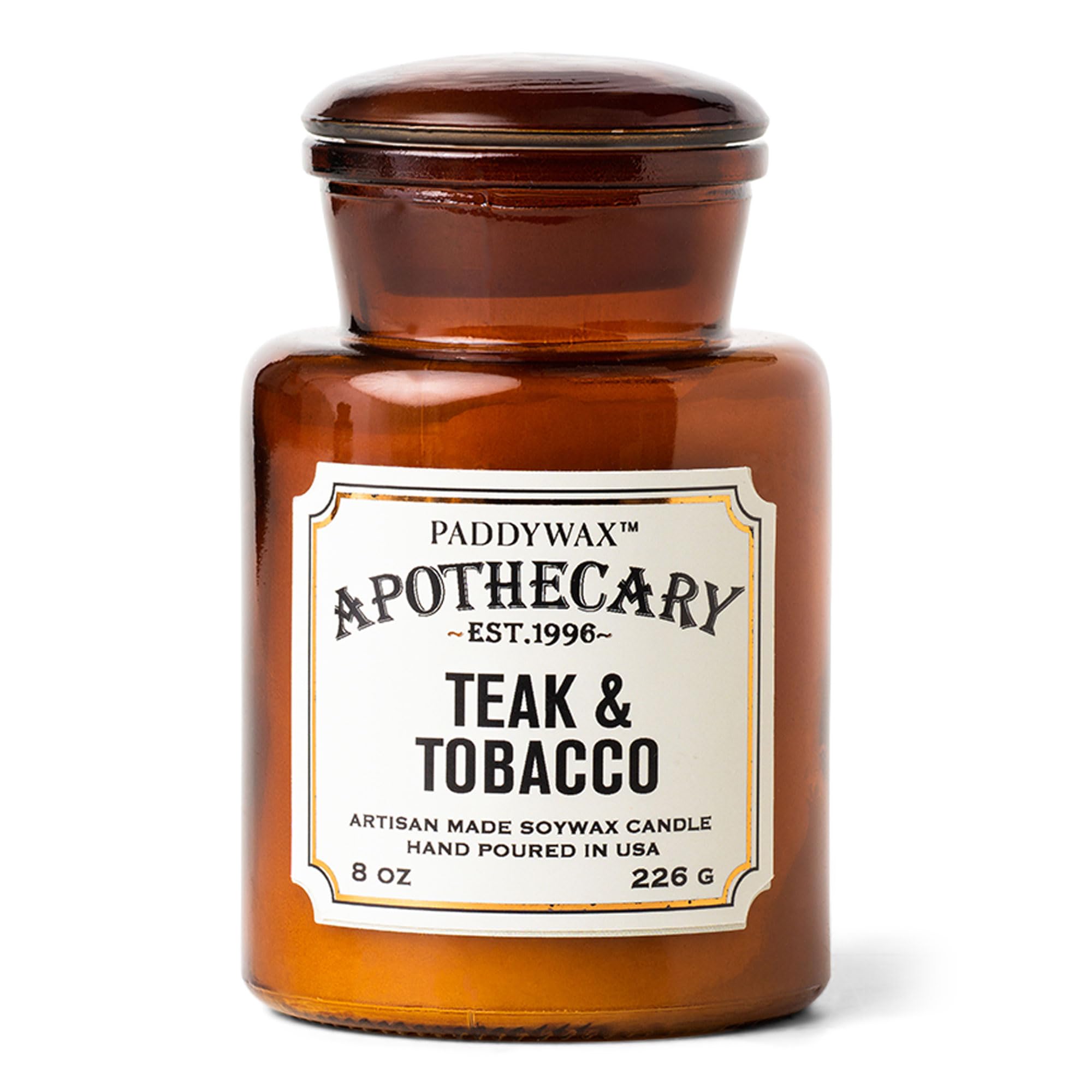 Paddywax Scented Candles Artisan Apothecary Candle, 8-Ounce, Teak & Tobacco