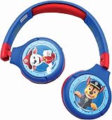 LEXIBOOK Paw Patrol 2-in-1 Bluetooth Kids Headphones 85 dB Safe Blue Red