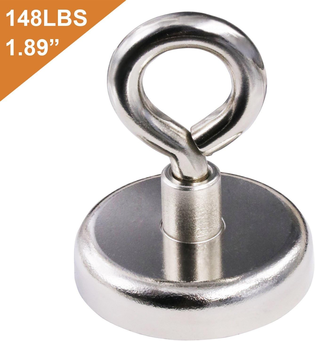 Neodymium Magnets, Super Strong Rare Earth Fishing Magnets Holds 148 LBS with Countersunk Hole for Retrieving in River and Magnetic Fishing (Ø48mm) (1 Pack)