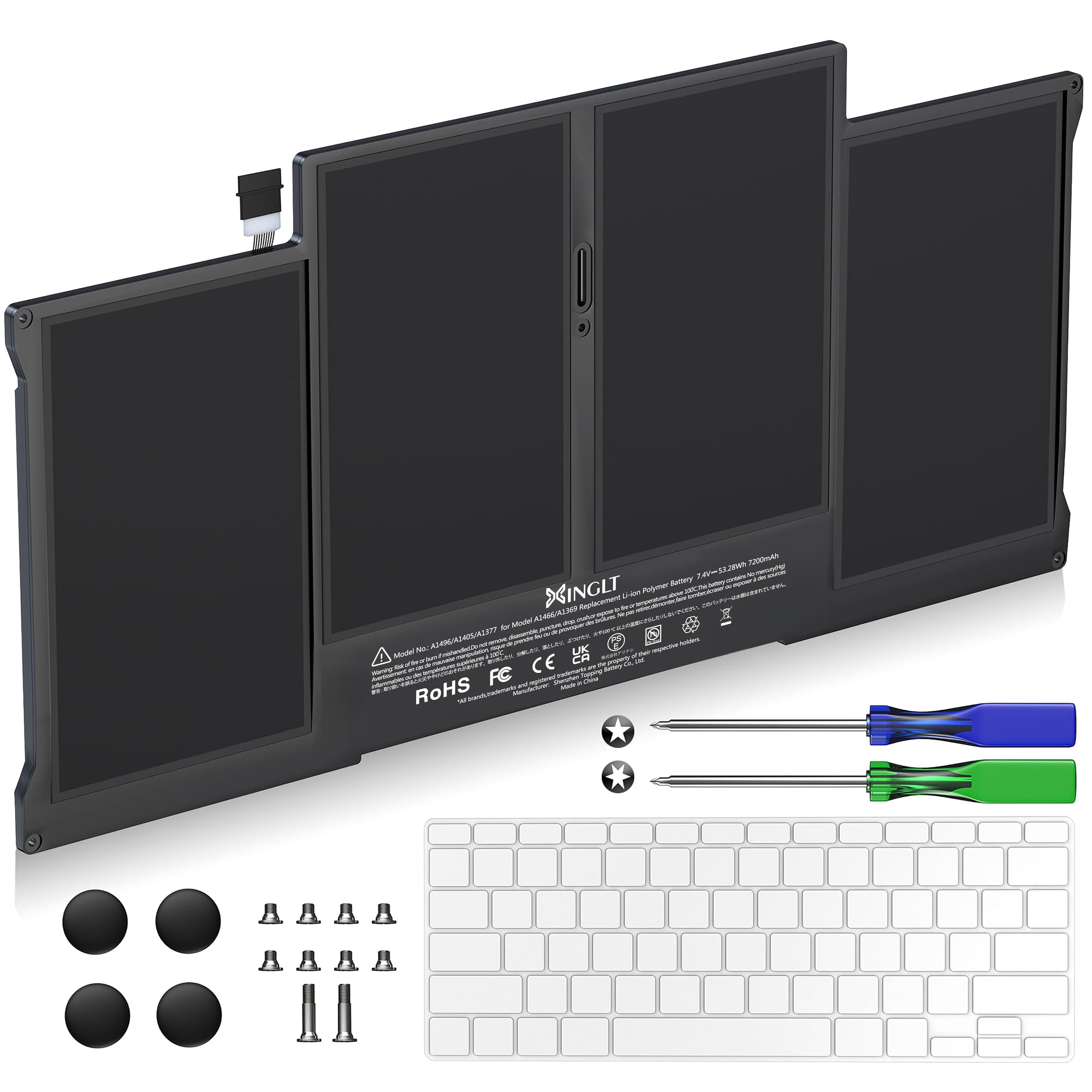 Replacement Laptop Battery for Apple MacBook Air 13 inch A1466(Mid 2012, Mid 2013, Early 2014, Early 2015,2017) A1369(Late 2010, Mid 2011 Version) 7200mAh,fits A1496 A1405 A1377