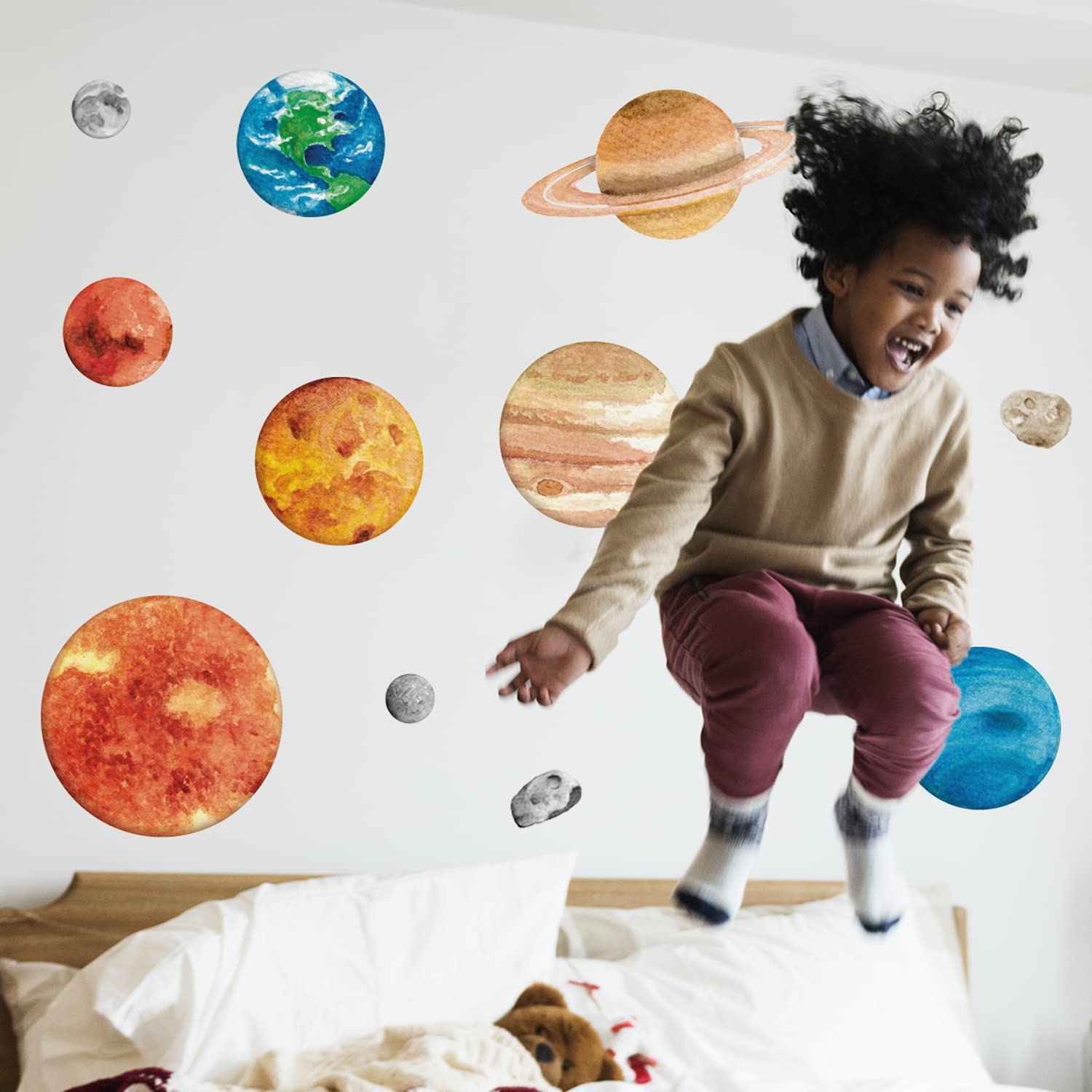 Solar System Wall Sticker, Space Wall Stickers, Perfect for a Creating a Space Themed Bedroom or Nursery for a Child, Easy to Apply and Cleanly Removable