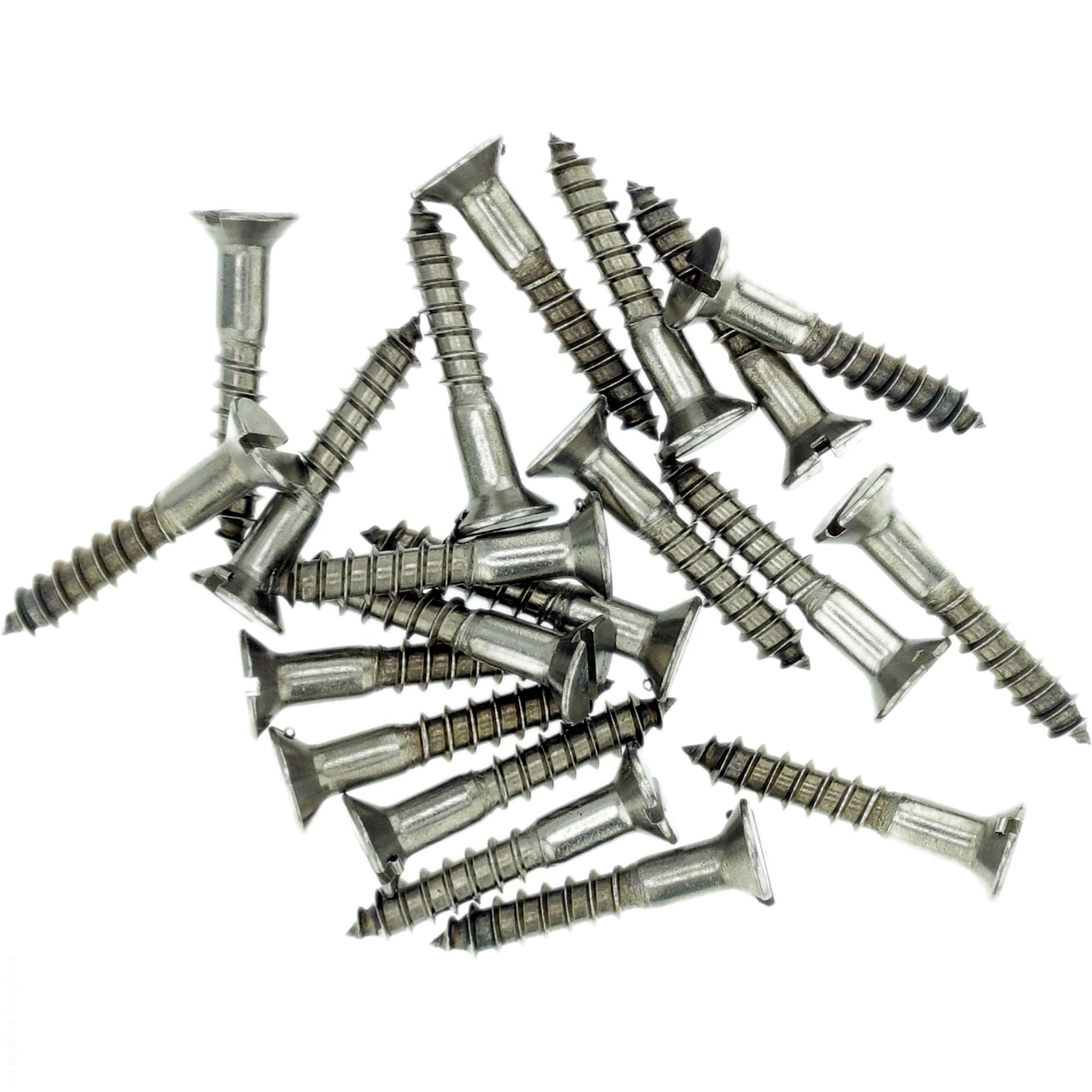 No.8 x 2.75 (4.0mm x 70mm) Slot Countersunk Wood Screw - Stainless Steel (A2) (Pack of 20)